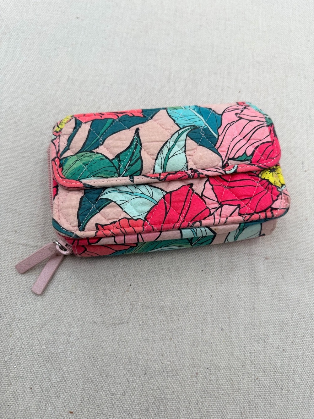 Floral Quilted Cosmetic Pouch - Pink Multi